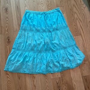 Vibrant Blue Maxi Flowy Skirt 100% Cotton